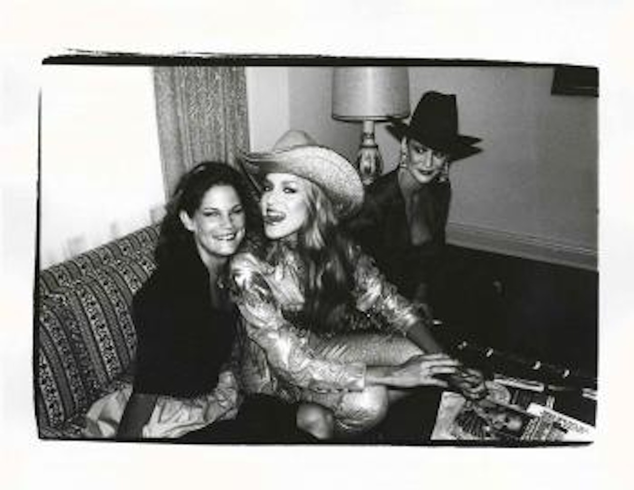 Barbara Allen, Jerry Hall and Cyndy Hall at Urban Cowboy Premiere Party by Andy Warhol