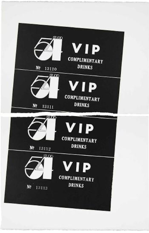 Studio 54 Complimentary Drink Invitation (F. & S. IIIA.16a) by Andy Warhol