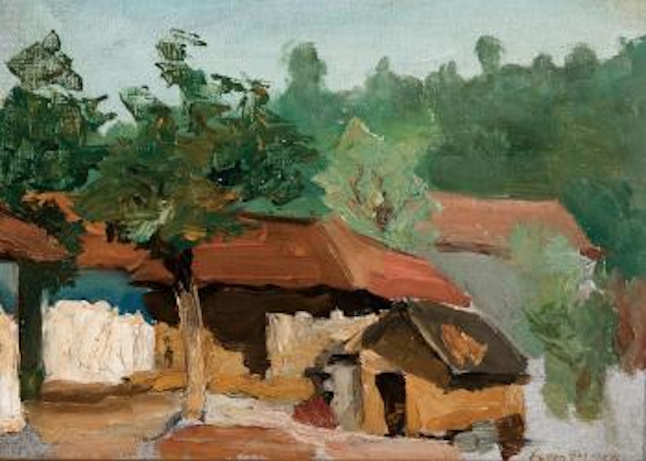 Village scene by Leon Gaspard