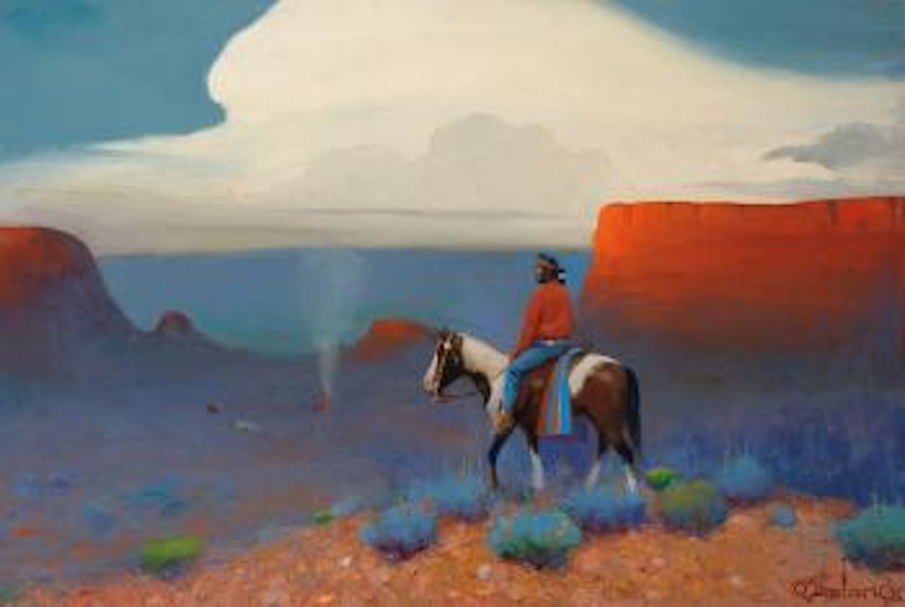 Camp fire in the valley by Gerard Curtis Delano