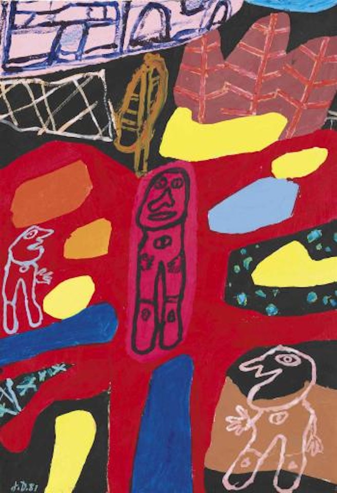 Site avec trois personnages by Jean Dubuffet