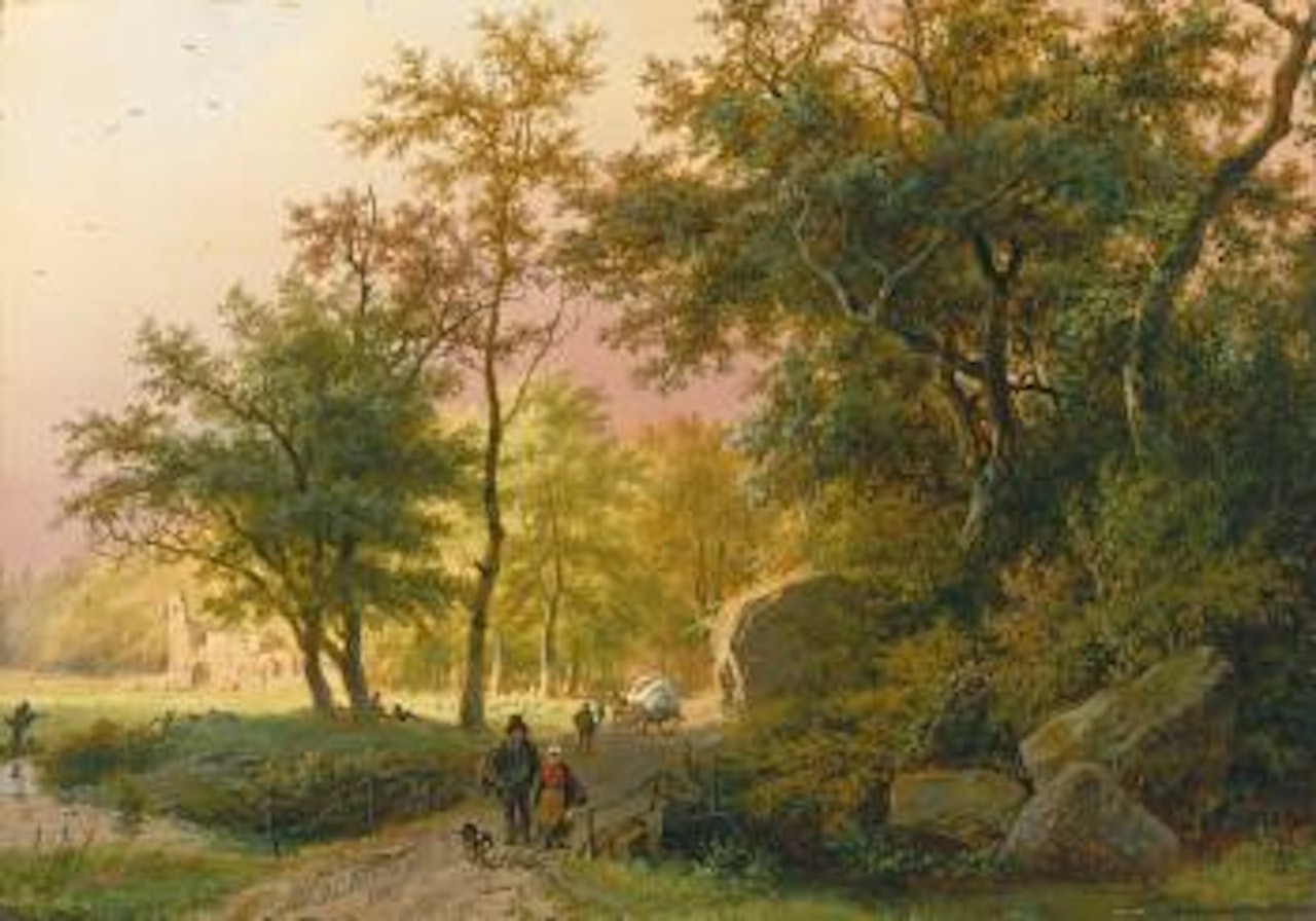 Travellers On a Road by Barend Cornelis Koekkoek