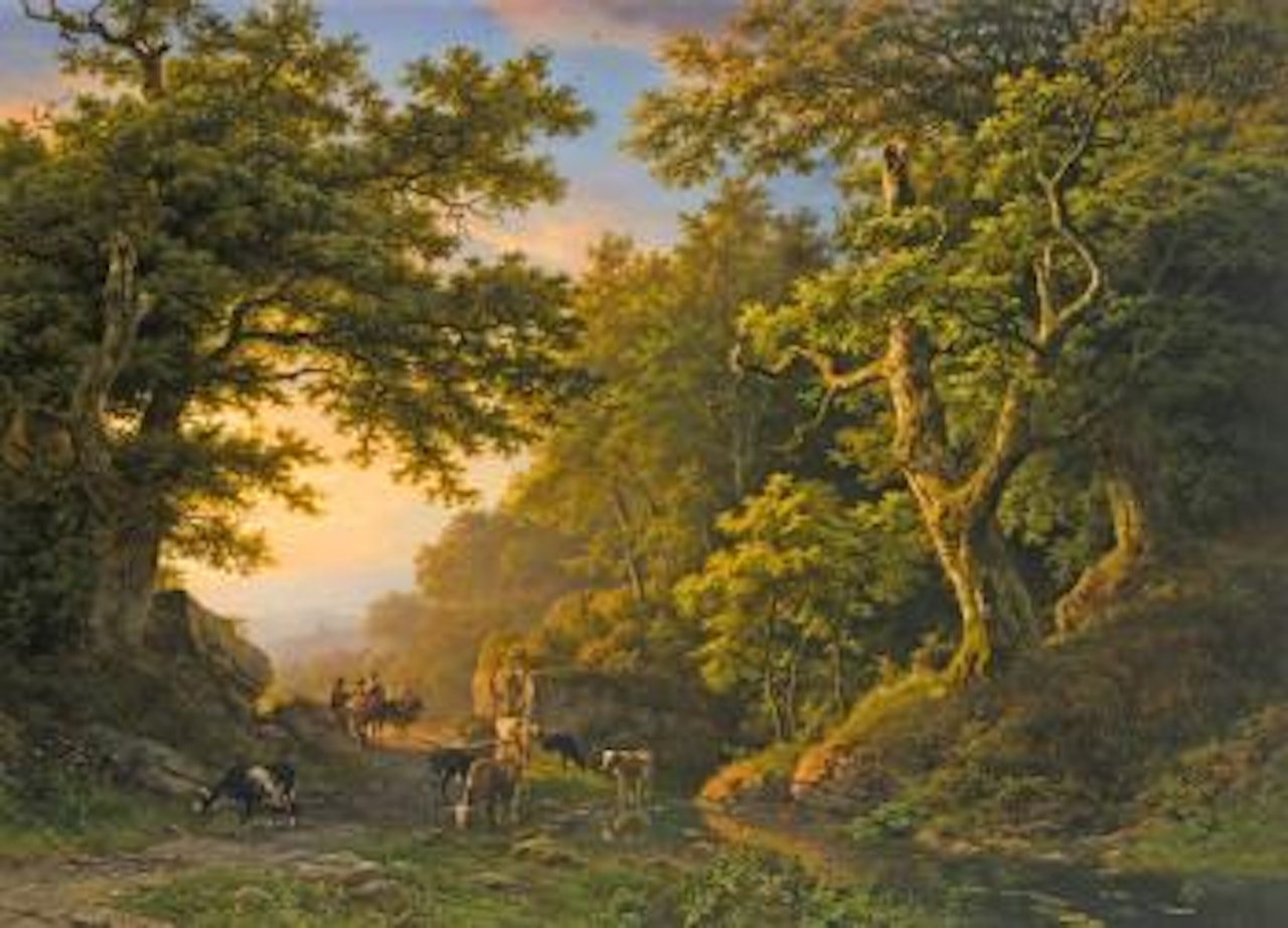 Figures In a Wooded Landscape by Barend Cornelis Koekkoek