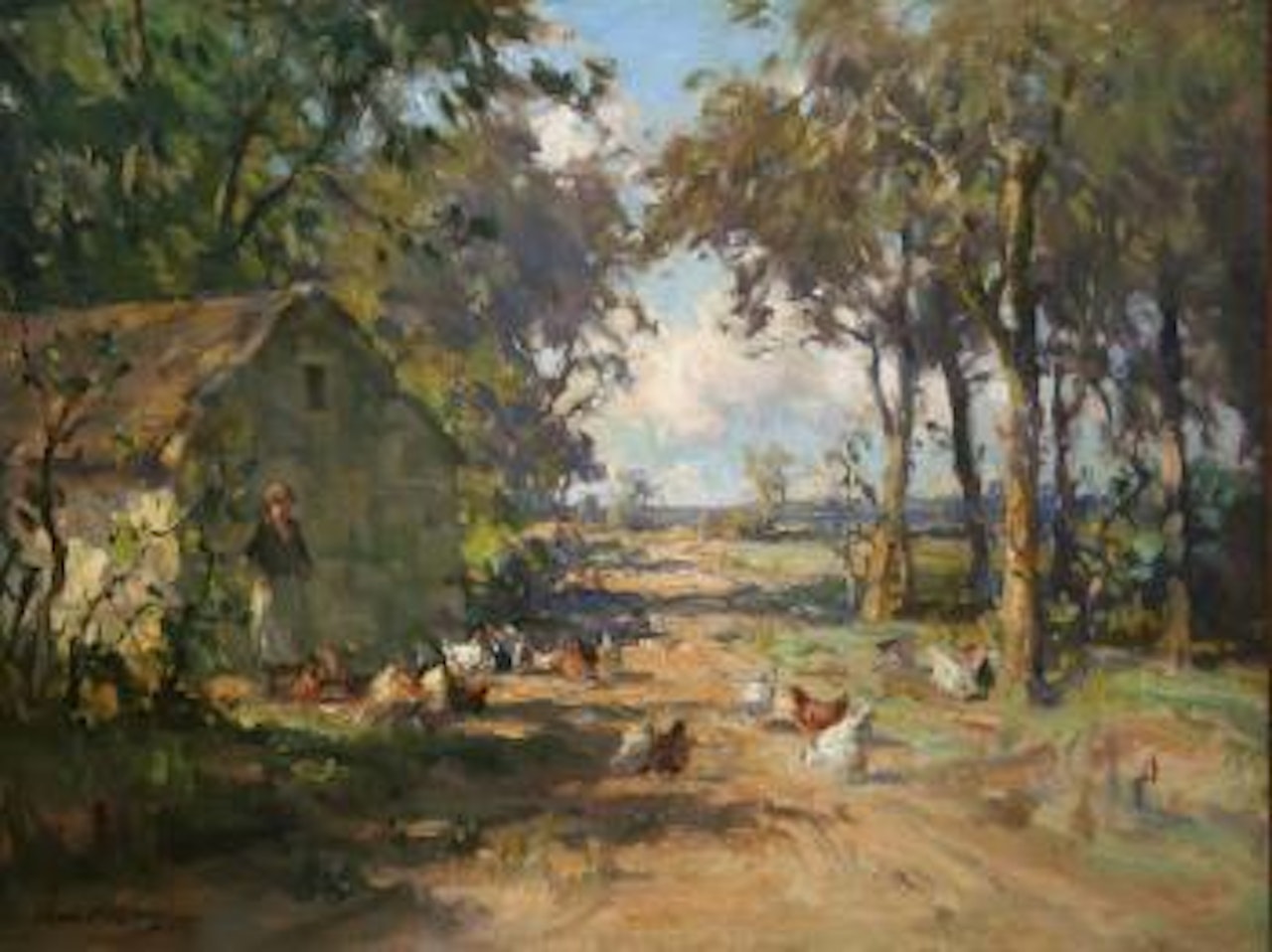 Woman Feeding Chickens by Frank Mckelvey