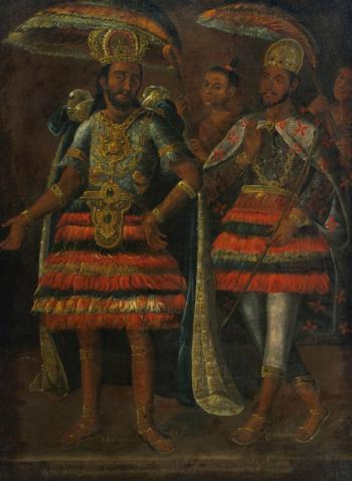 Portrait Of Moctezuma y Cuahutemoc by Mexican School