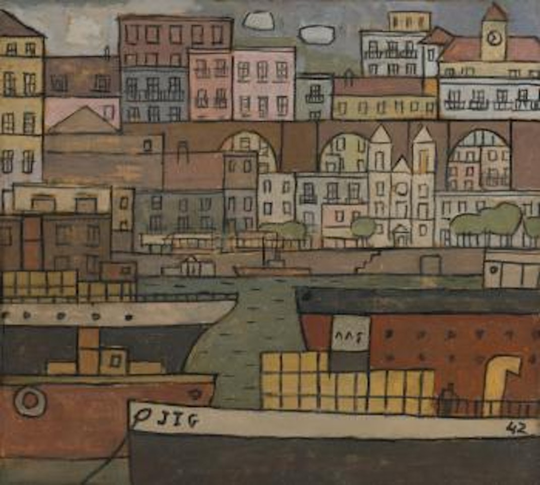 Ciudad Con Puente y Puerto Constructivo by Joaquín Torres-García