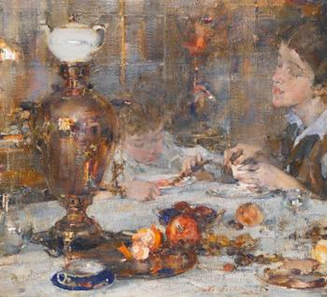 Mrs Fechin And Daughter by Nicolai Fechin