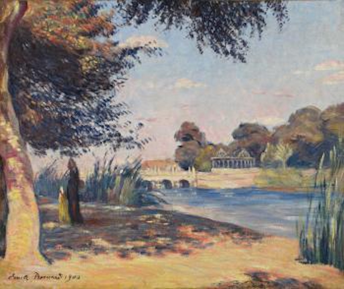Femme et enfant en bord de rivière by Emile Bernard