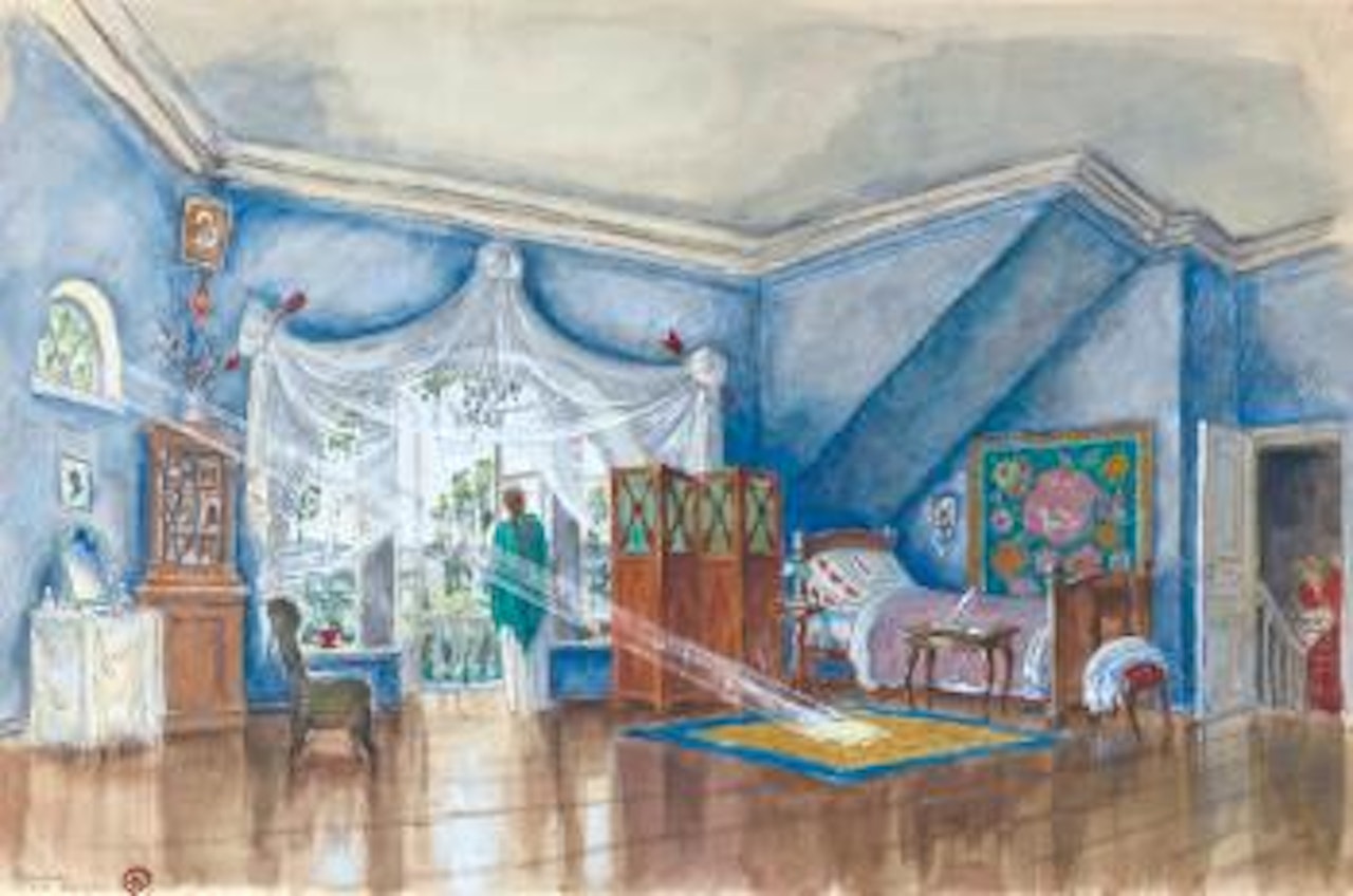 Set Design For Tatiana's Room In Eugene Onegin by Mstislav Valerianovich Dobuzhinsky
