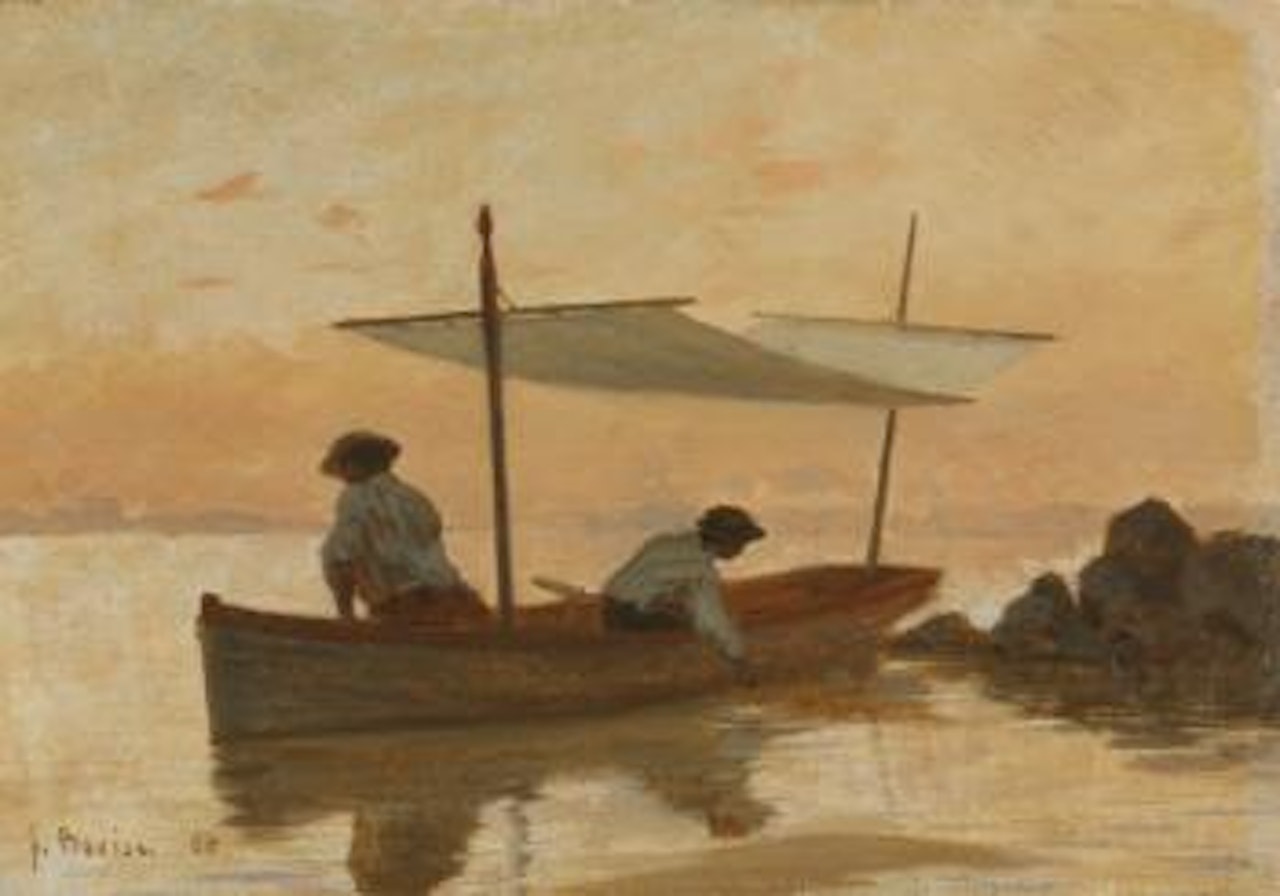 Barque De L'artiste Au Mouillage Près De La Plage De Dorigny by François Bocion