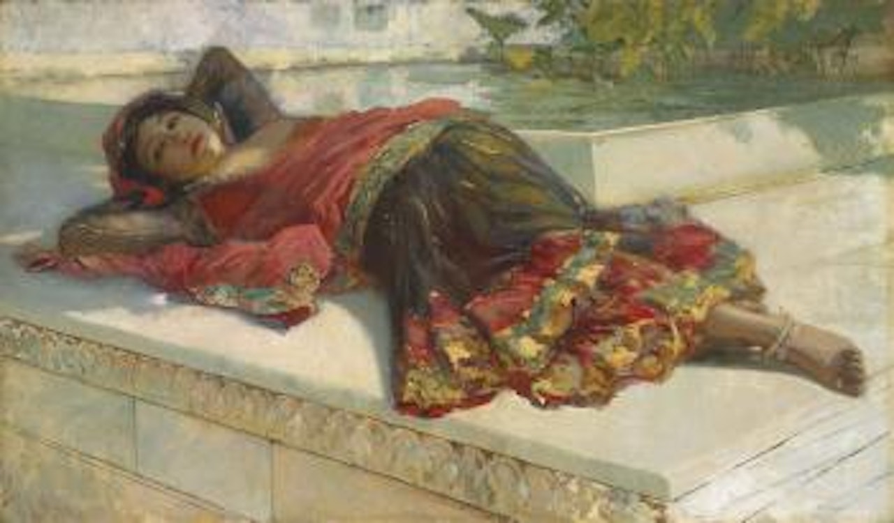 Nautch girl resting by Edwin Lord Weeks