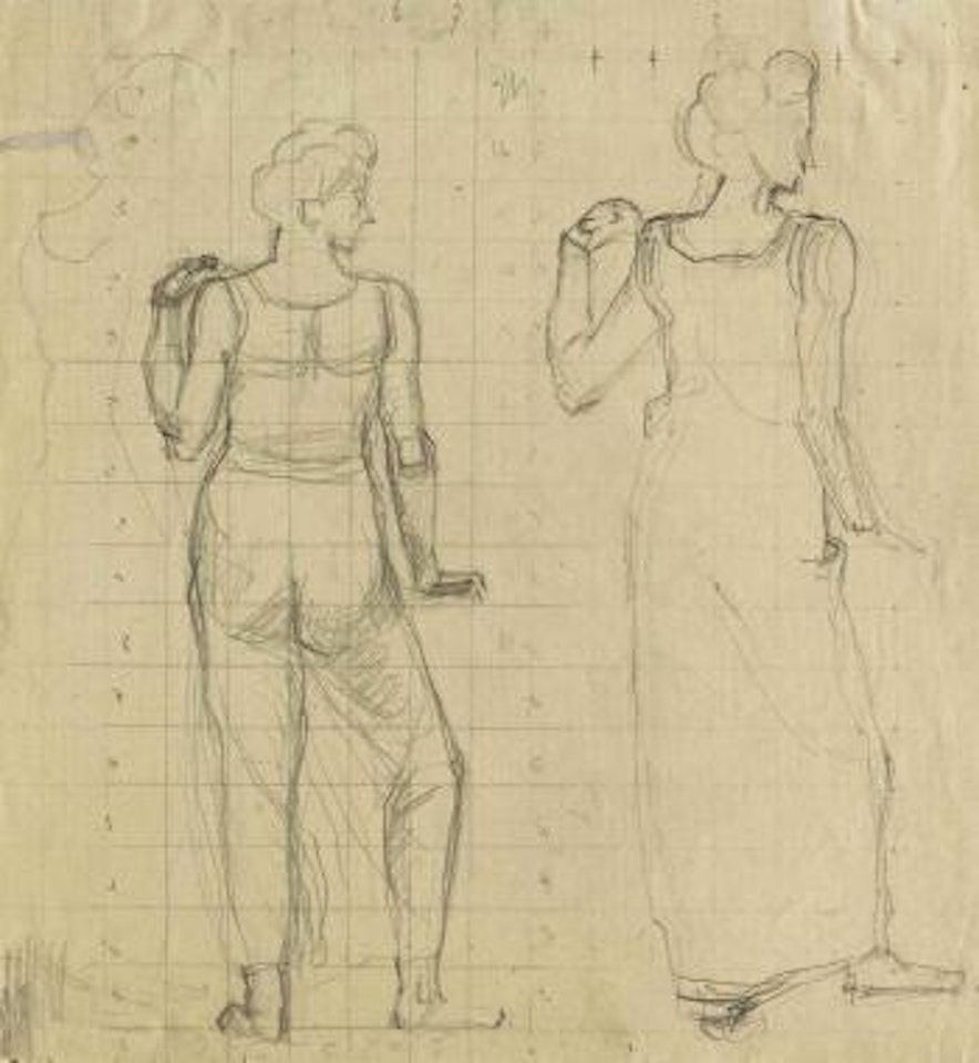 Drei Figurenstudien zu 'Jüngling vom Weibe bewundert' by Ferdinand Hodler