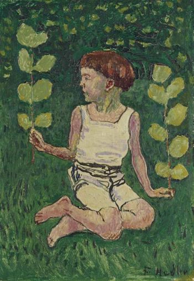 Sitzender Knabe mit Zweigen by Ferdinand Hodler