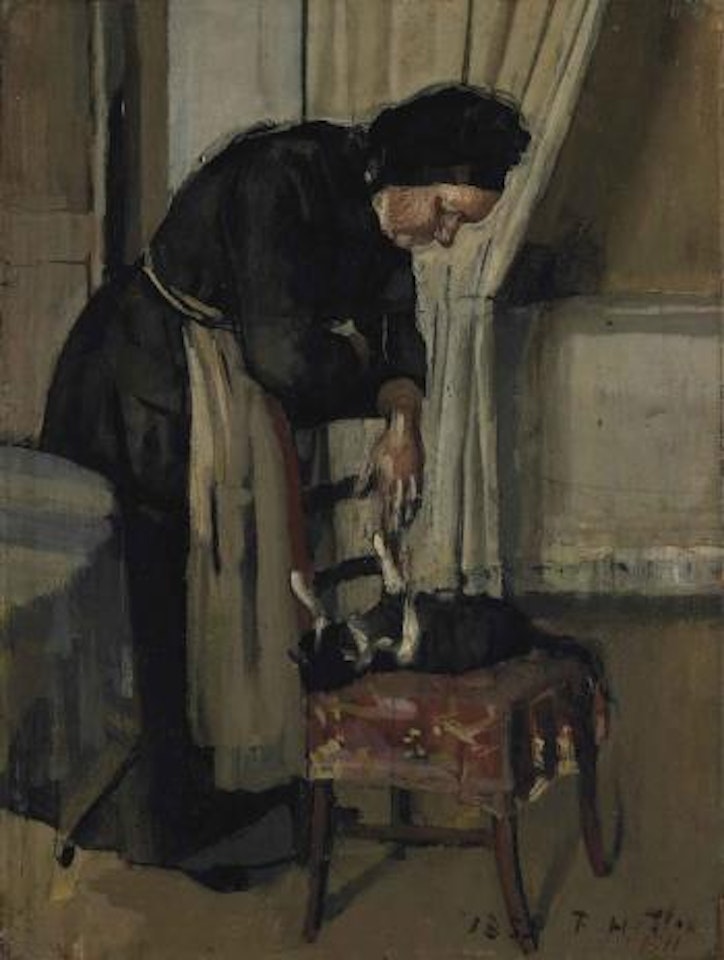 Alte Frau und Katze by Ferdinand Hodler
