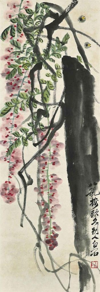 Wisteria and Bees by Qi Baishi