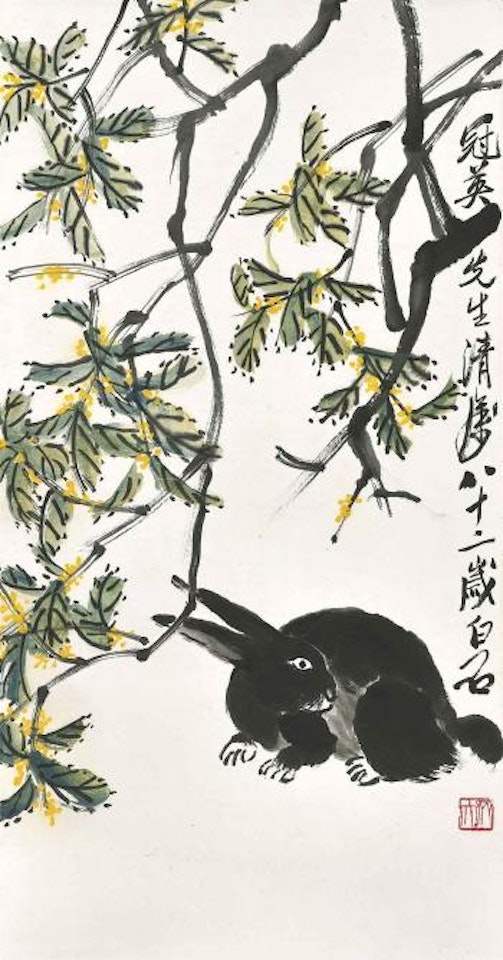 Black Hare and Osmanthus by Qi Baishi