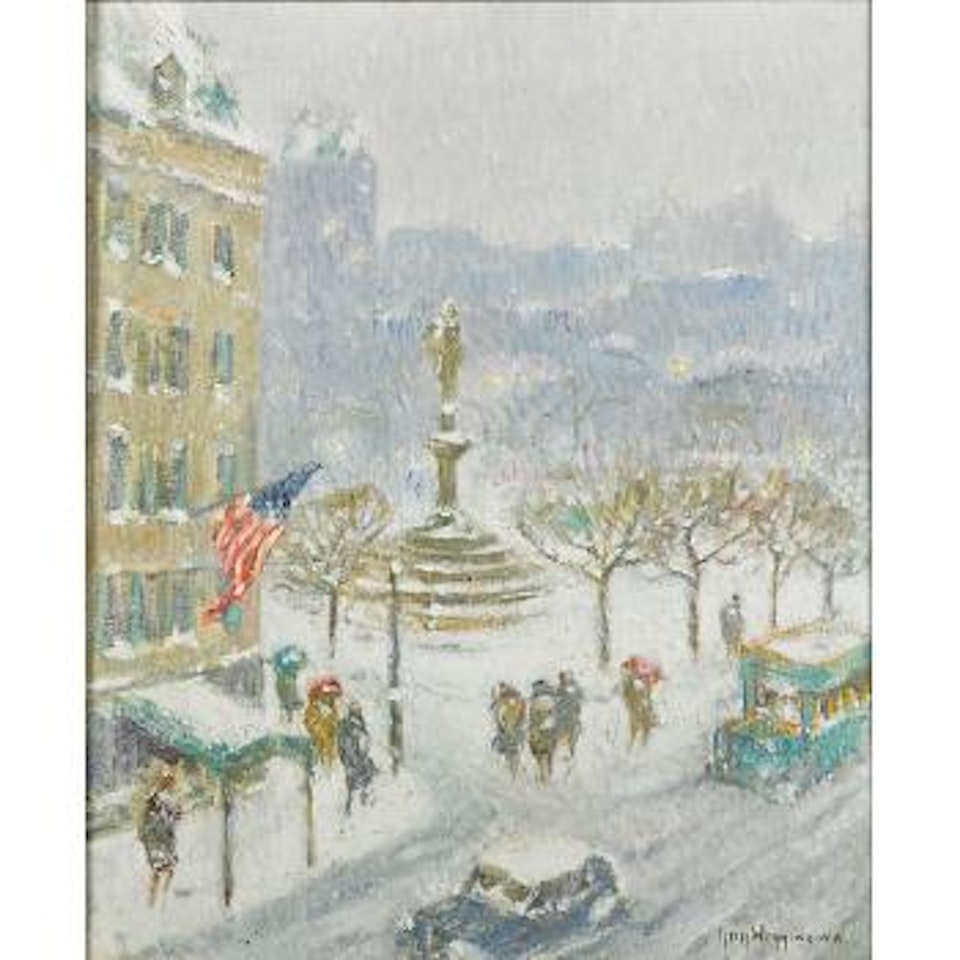 At the plaza, winter by Guy Carleton Wiggins