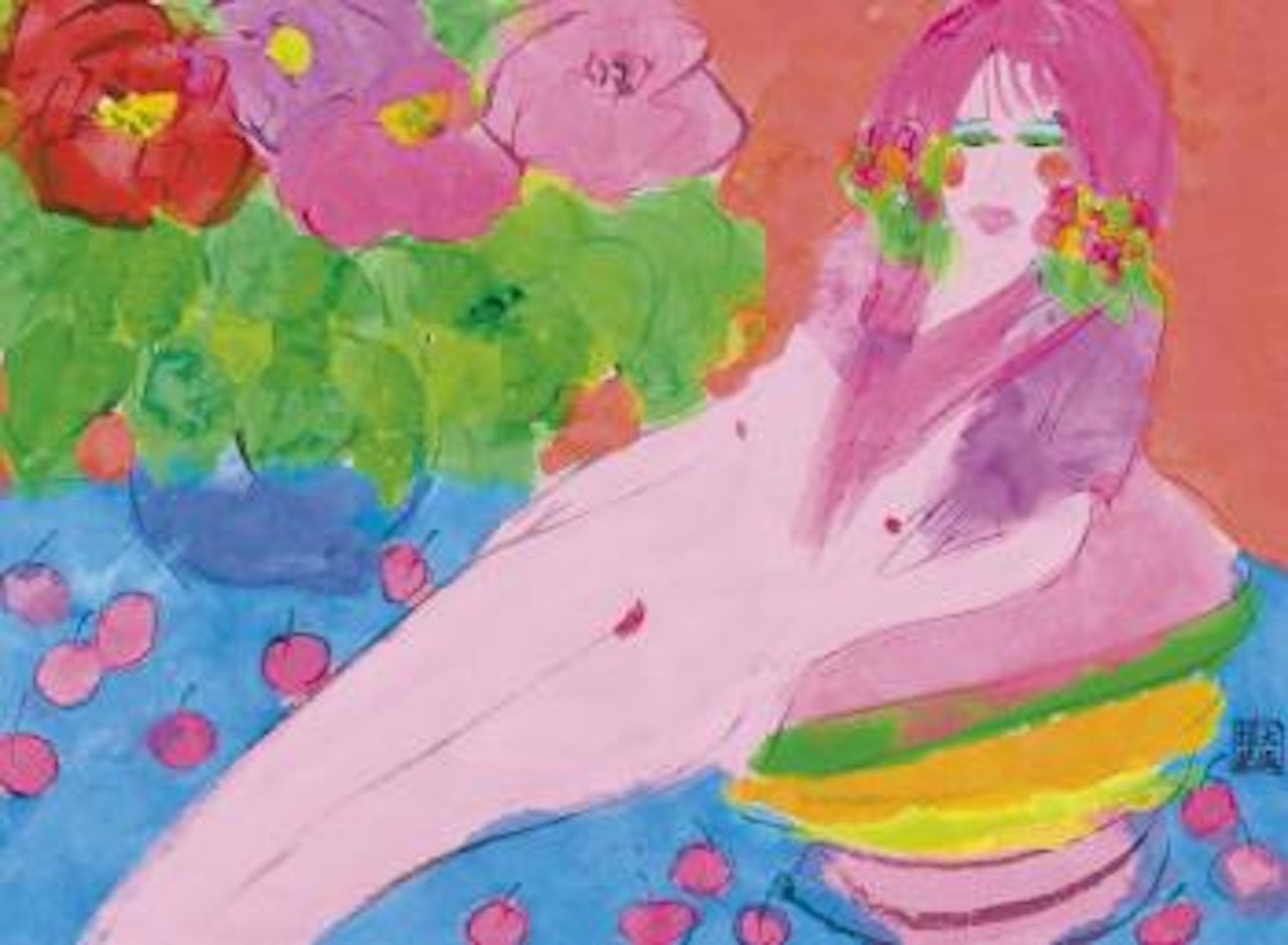 Nude and flowers by Walasse Ting