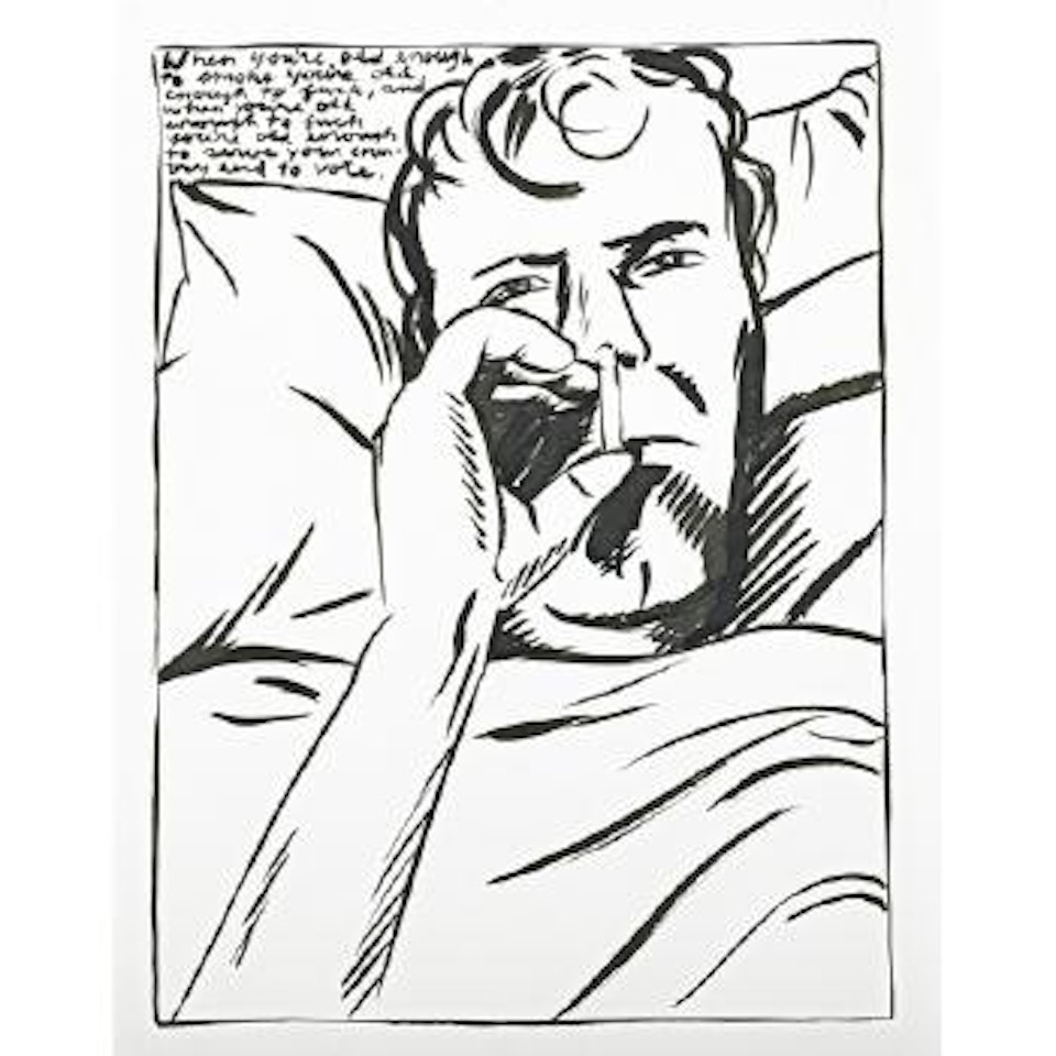 Untitled (When you're old enough to smoke you're old enough to fuck, and when you're old enough to fuck you're old enough to serve your country and to vote) by Raymond Pettibon