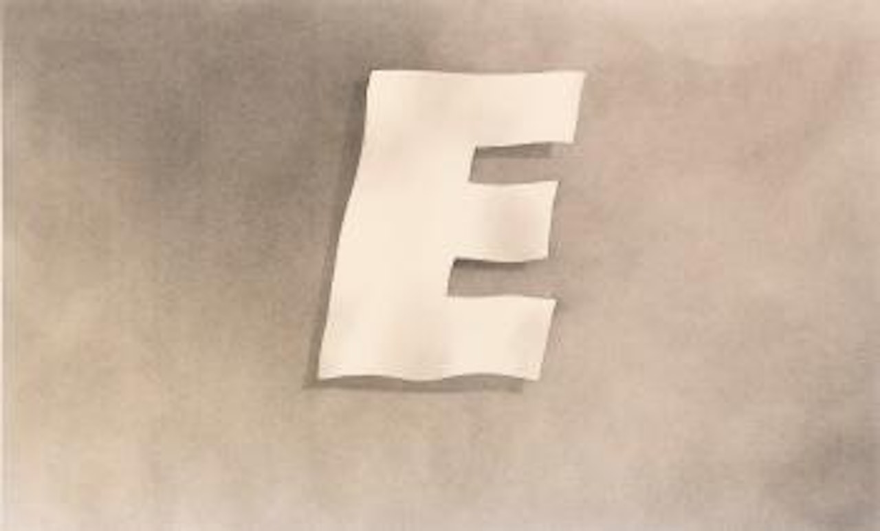E Stained With Suntan Oil by Ed Ruscha
