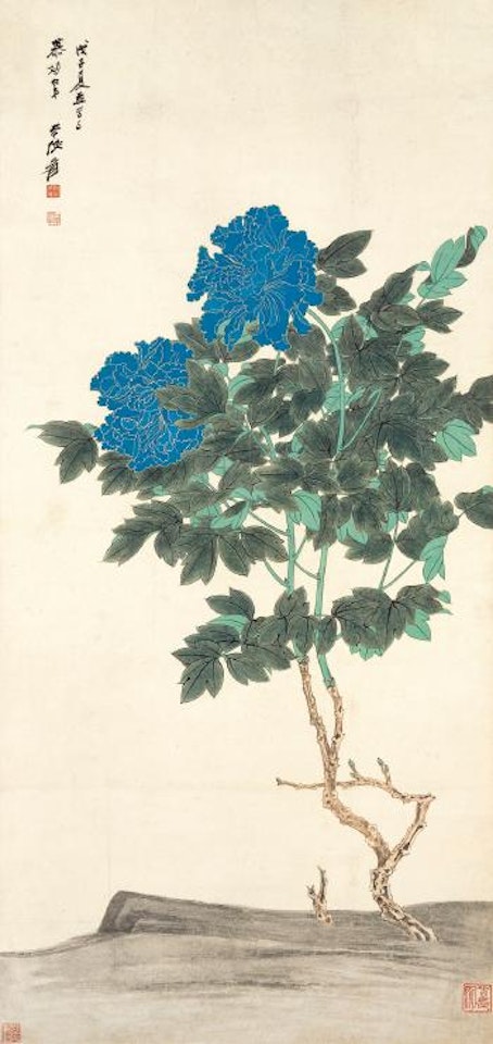 Buddha-head Blue Peony by Zhang Daqian