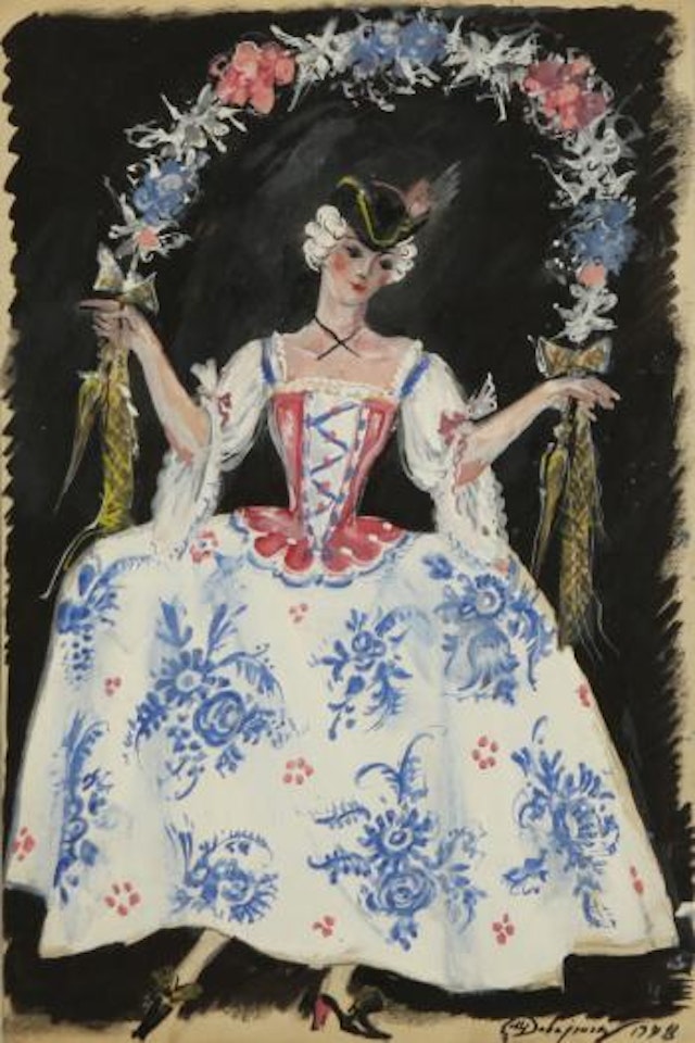 Woman with a Garland by Mstislav Valerianovich Dobuzhinsky