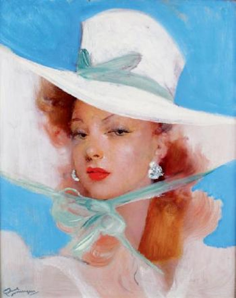 Élégante à la capeline blanche by Jean Gabriel Domergue