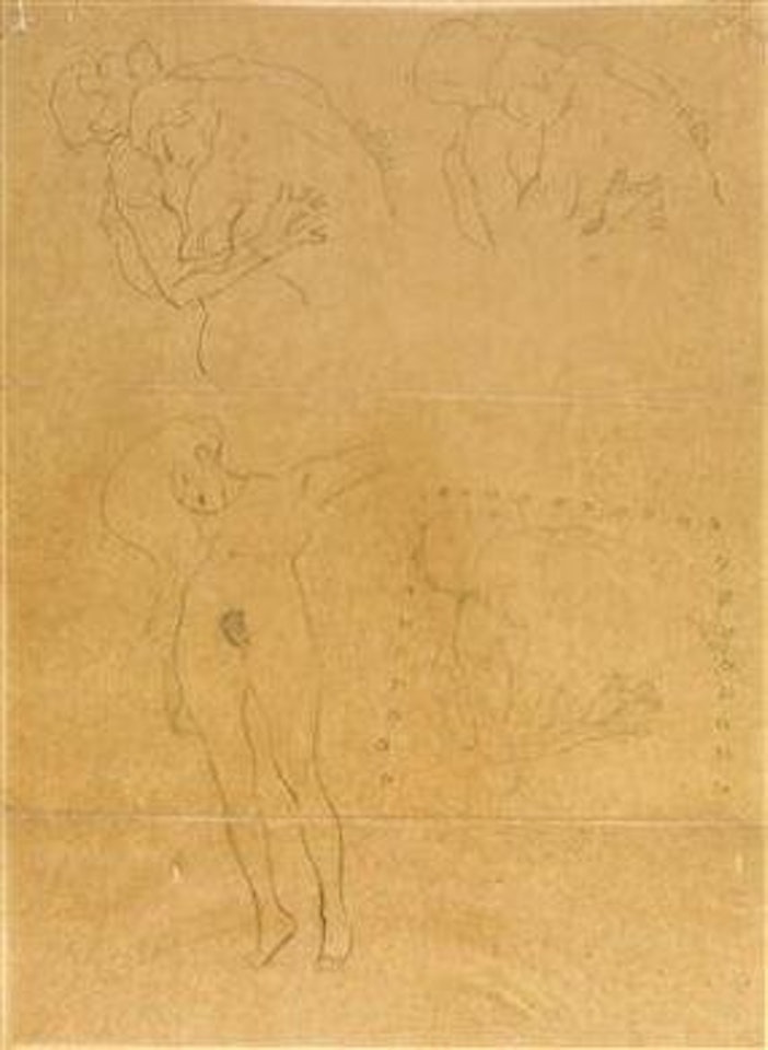 Schwebende und drei Studien von Ringern by Gustav Klimt