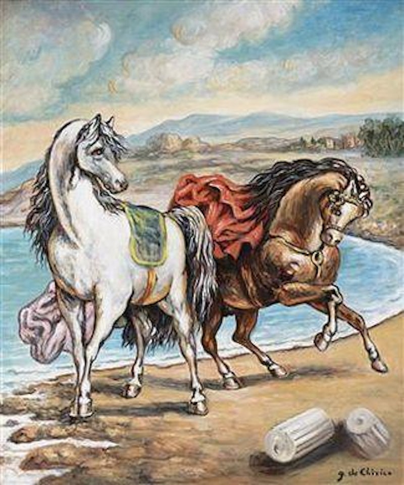 Cavalli in riva al mare by Giorgio de Chirico