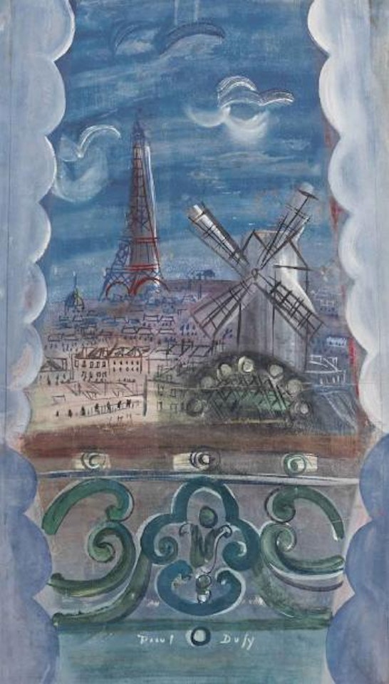 Fenêtre ouverte sur la Tour Eiffel et le Moulin Rouge by Raoul Dufy