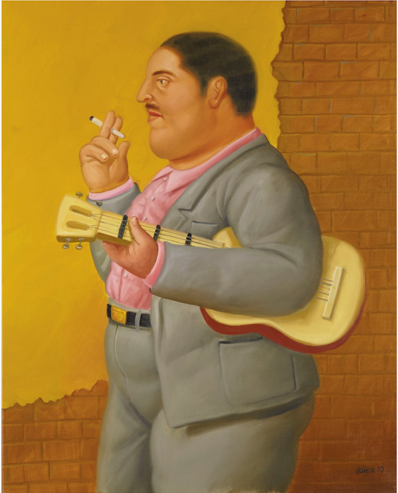 Man with banjo by Fernando Botero