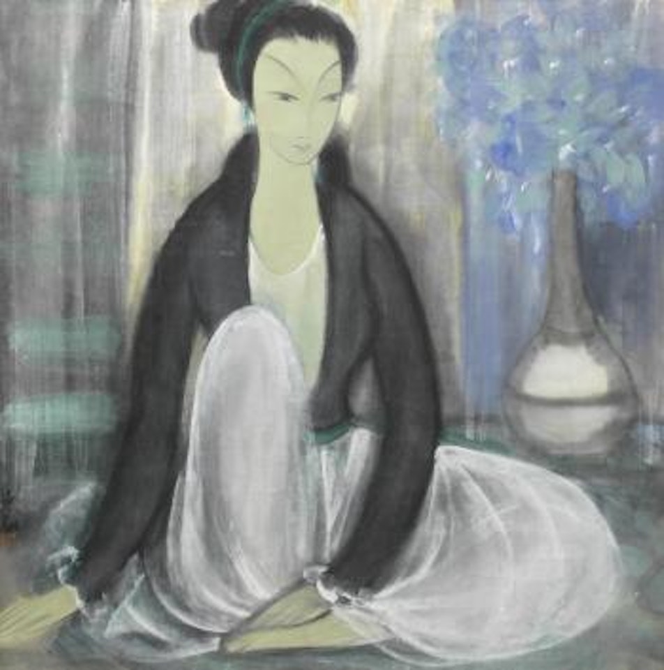 Seated Lady with Flowers by Lin Fengmian