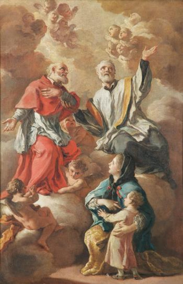 Maria Burali d'Arezzo chiede la protezione per il proprio figlio ai Beati Paolo Burali d'Arezzo e Paolo Marinoni by Francesco de Mura