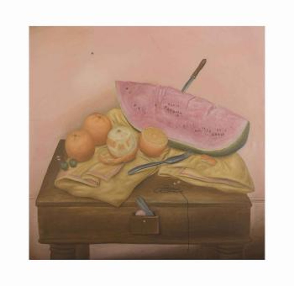 Naturaleza muerta con sandía y naranjas by Fernando Botero