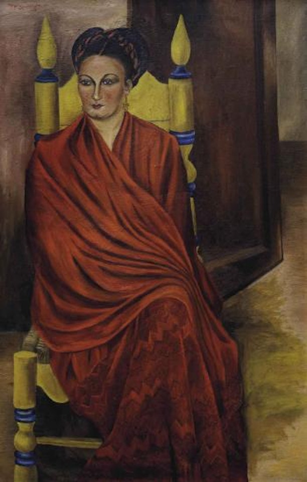 Rebozo rojo (possible portrait of Sra María Luisa Vargas de Domínguez) by María Izquierdo