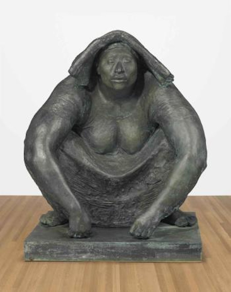 Mujer De Cuclillas Con Tocado by Francisco Zuñiga