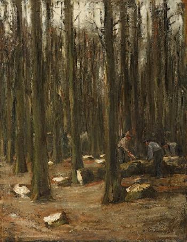 Waldarbeiter - Studie Zu Dem Wandbild 'Winter' Für Das Rathaus Von Altona by Max Liebermann