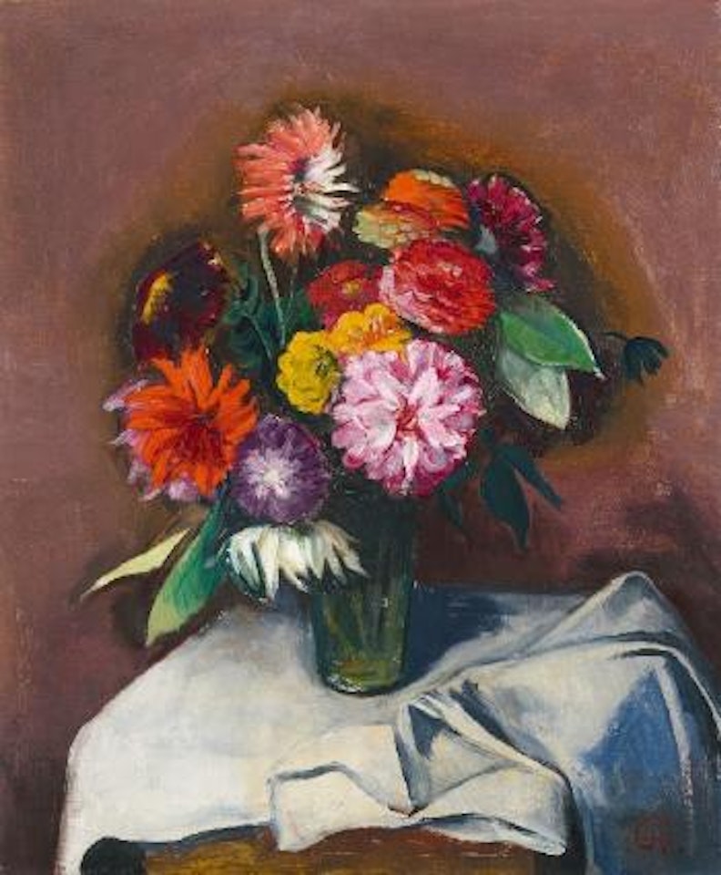 Vase Mit Zinnien by Karl Hofer