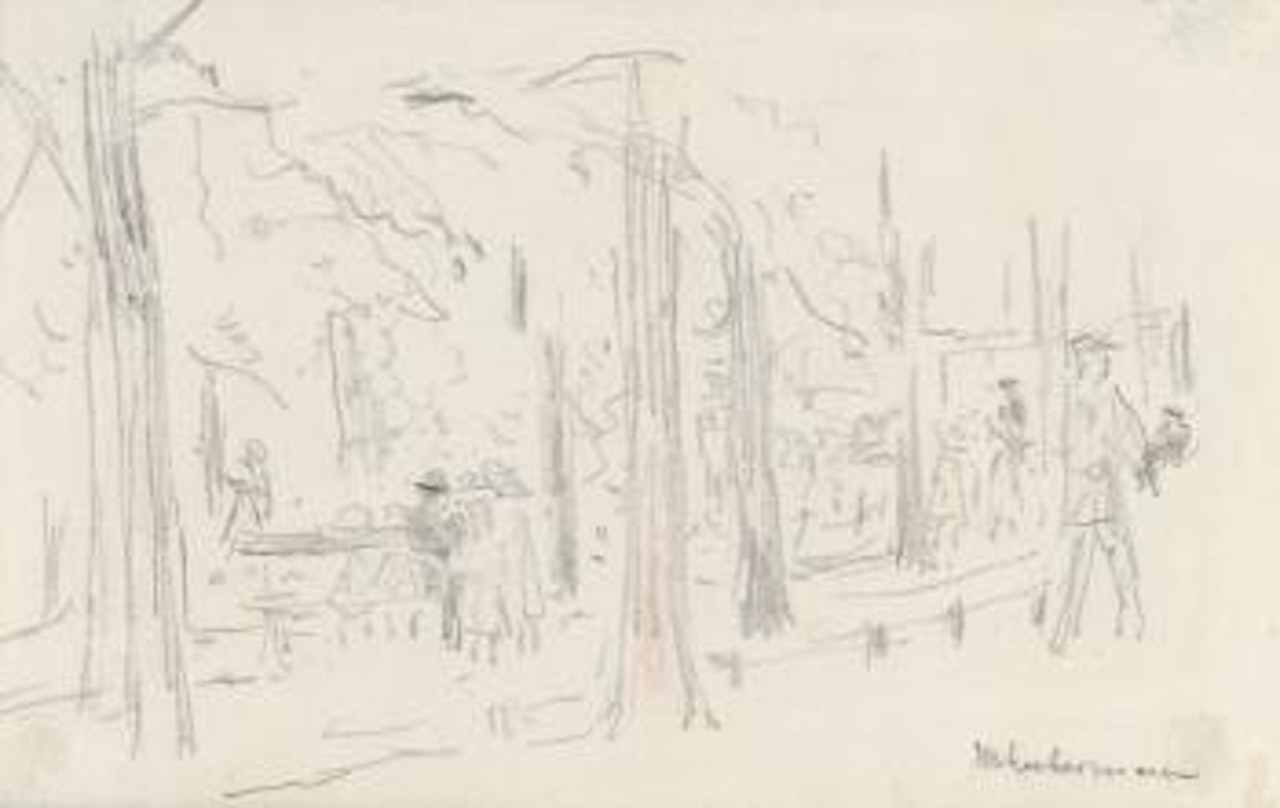 Spaziergänger Im Berliner Tiergarten by Max Liebermann
