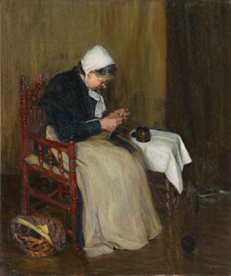 Strickende Alte by Kurt Schwitters