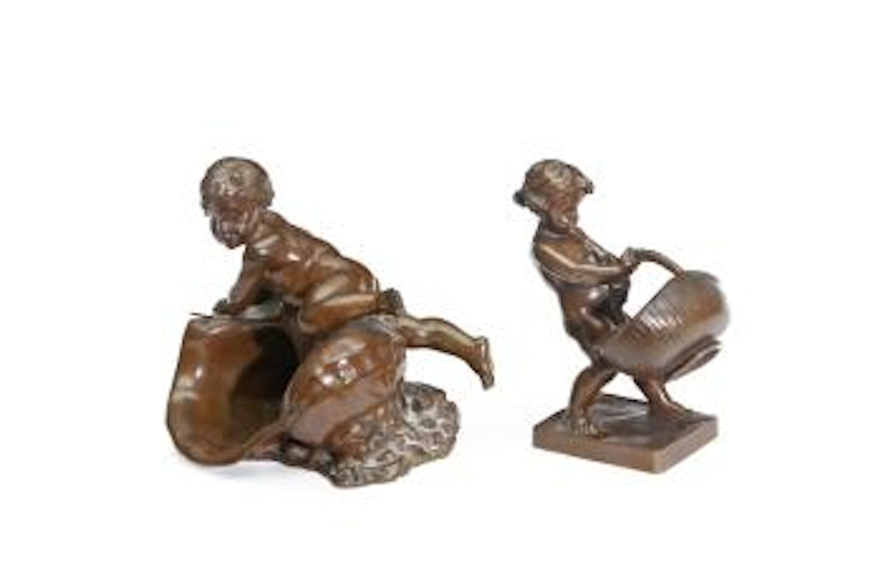 Two bronze figures of putti by Louis-Ernest Barrias