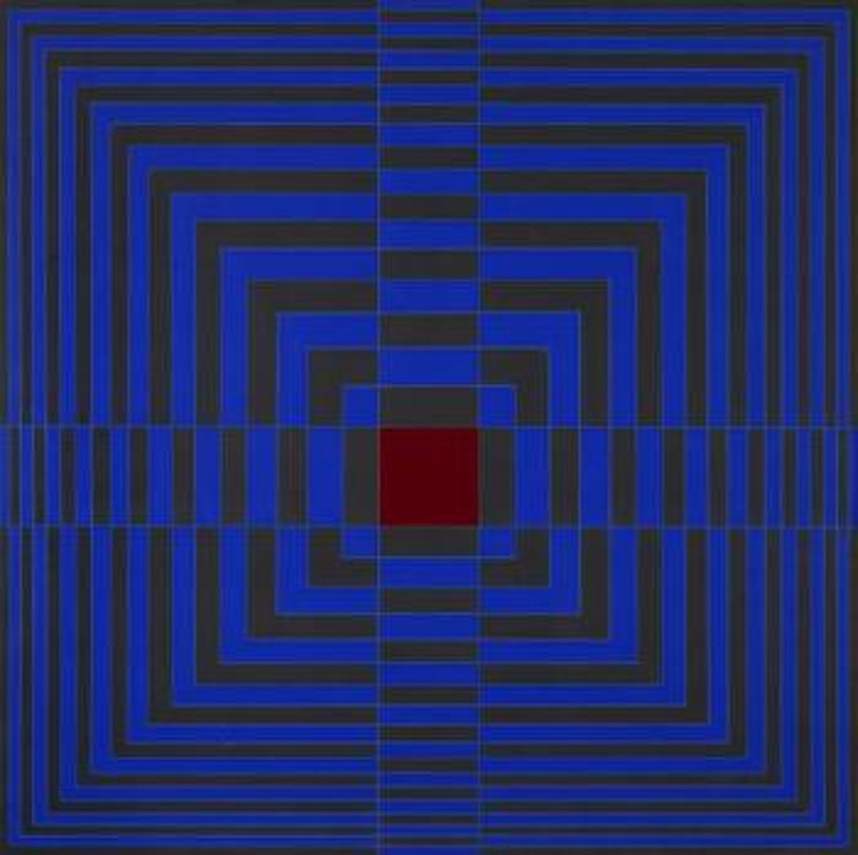 Blue cross with red by Edna Andrade