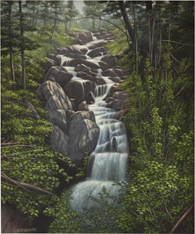 Waterfall in the woods by Levi Wells Prentice