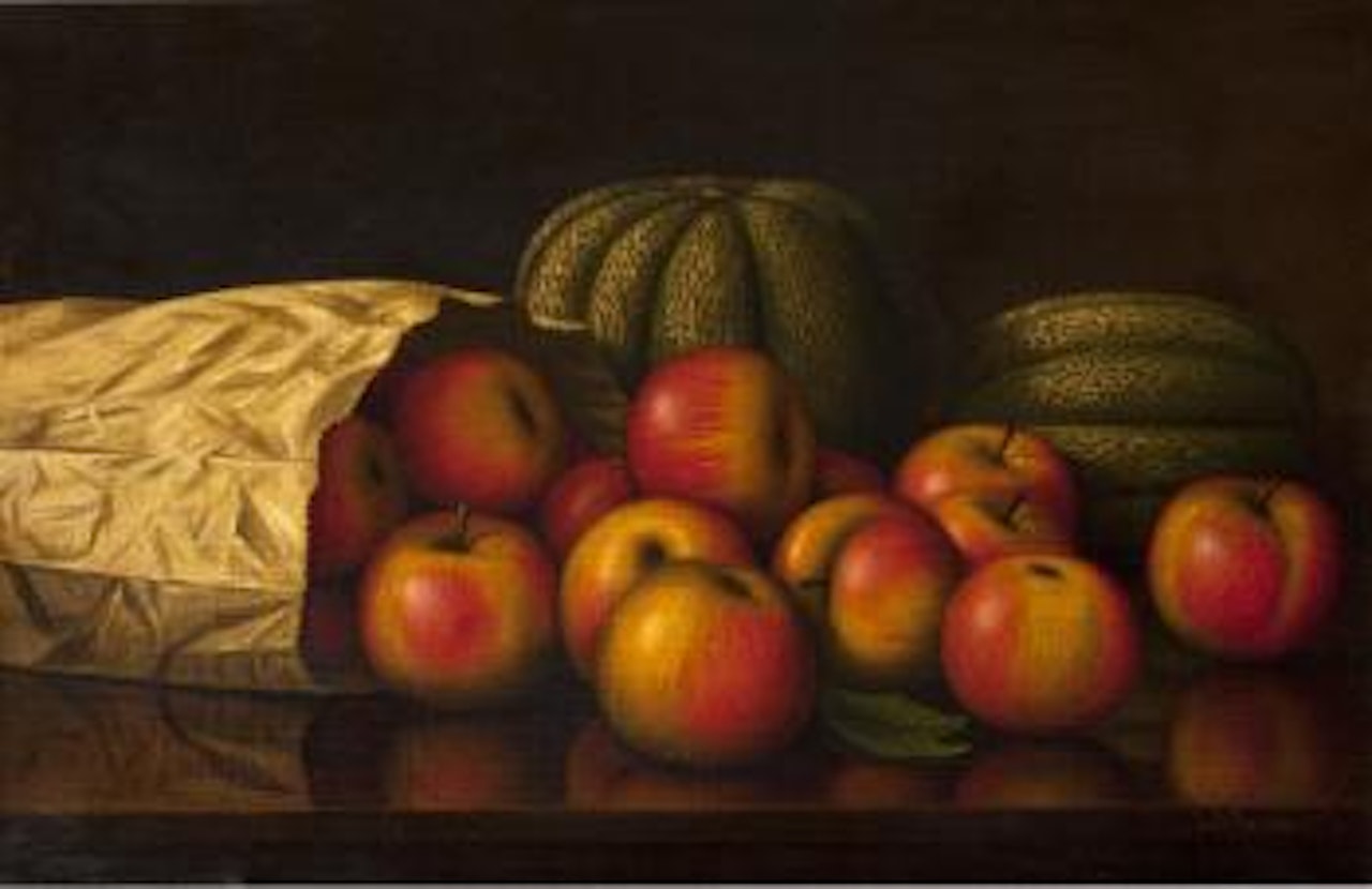 Apples, melons and paper bag by Levi Wells Prentice