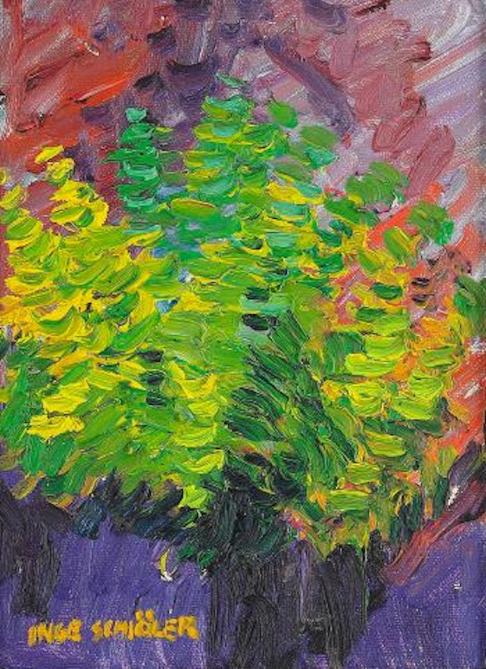 Gröna löv i motljus by Inge Schiöler