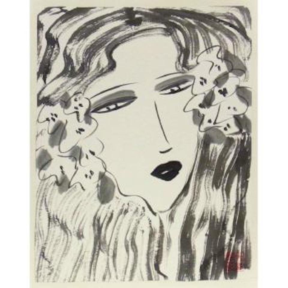 Woman With Long Wavy Hair by Walasse Ting
