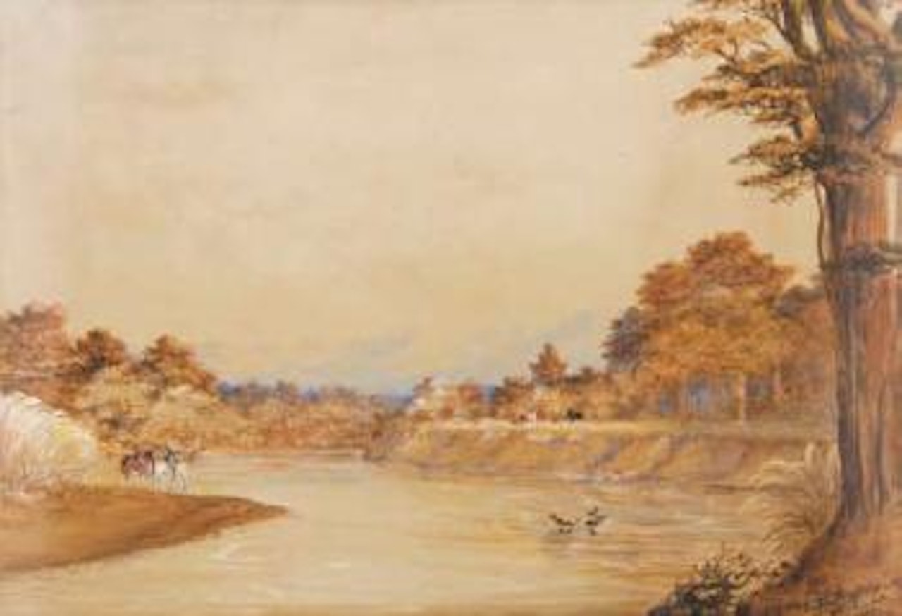 Surveyors crossing the Waikato River by Charles Decimus Barraud