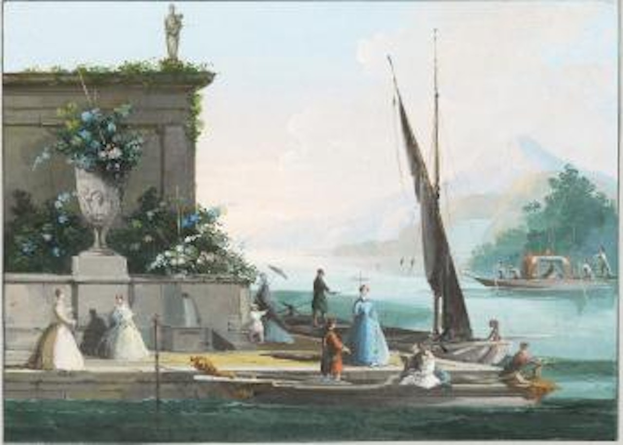 Paesaggio lagunare con figure by Giuseppe Bernardino Bison