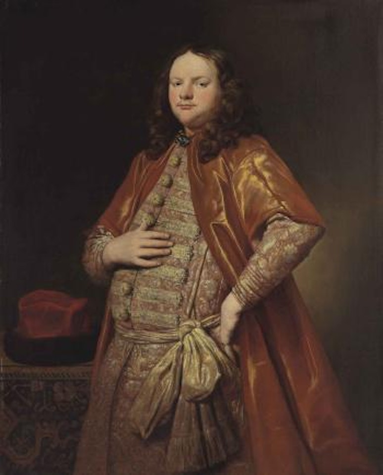 Portrait of a gentleman, three-quarter-length, in a zupan by Abraham van den Tempel