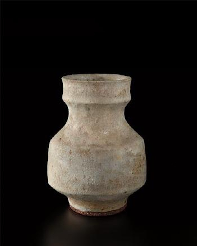 Squat oval vase by Lucie Rie